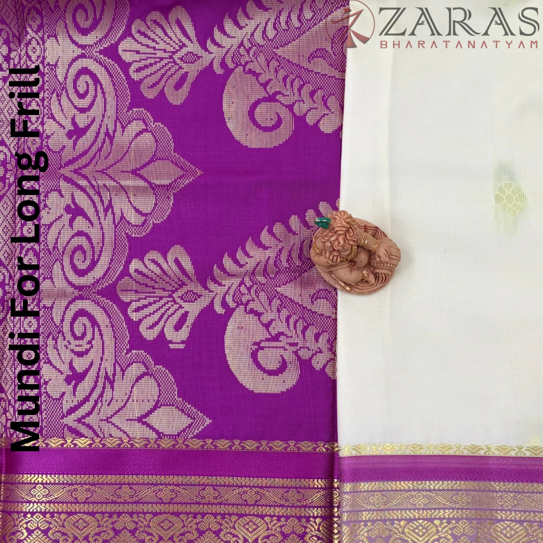 Art Silk Saree + Costume Stitching Readymade (Half White with Purple)