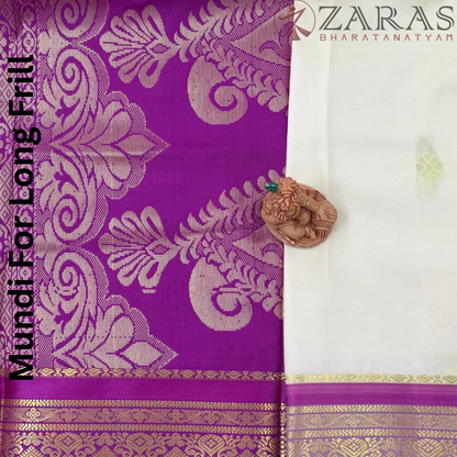 Art Silk Saree + Costume Stitching Readymade (Half White with Purple)
