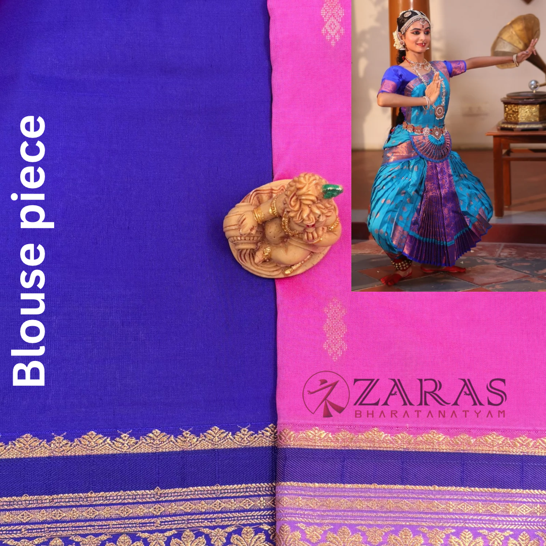 Art Silk Saree + Costume Stitching Readymade (Baby Pink with Violet)