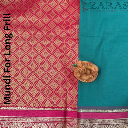Art Silk Saree + Costume Stitching Readymade (Peacock Green with Pink)