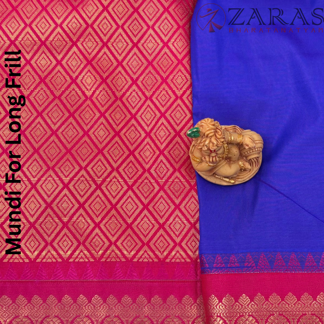 Art Silk Saree + Costume Stitching Readymade (Blue with Pink)