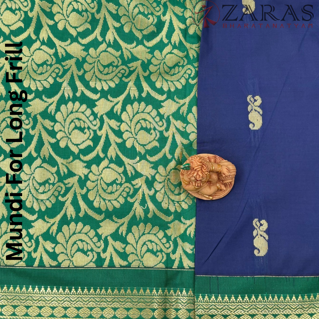Art Silk Saree + Costume Stitching Readymade (D Blue with Green)