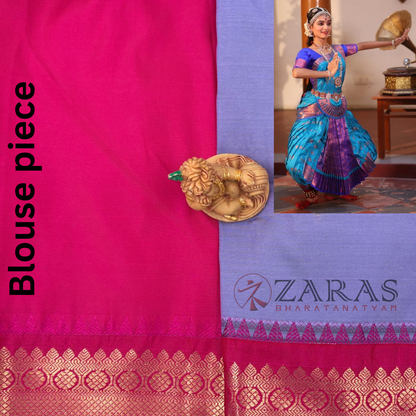 Art Silk Saree + Costume Stitching Readymade (Lavender with Pink)
