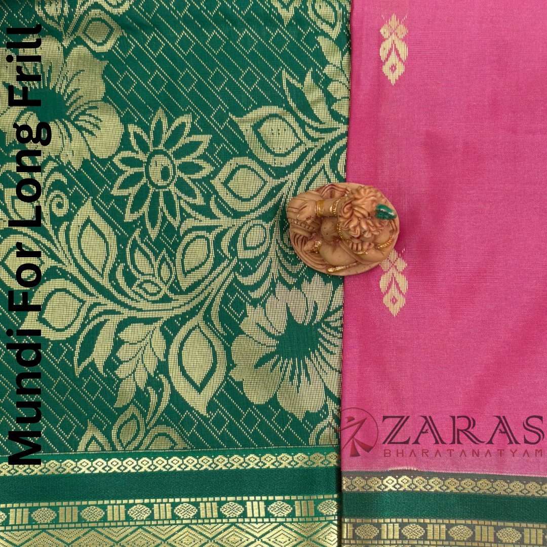 Art Silk Saree + Costume Stitching Readymade (Onion Pink with Green)