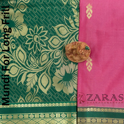 Art Silk Saree + Costume Stitching Readymade (Onion Pink with Green)