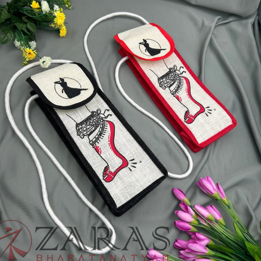 Dance Salangai Bag - Easy To Carry Jute Salangai Bag Red & Black (Set of 2 Bags Combo)