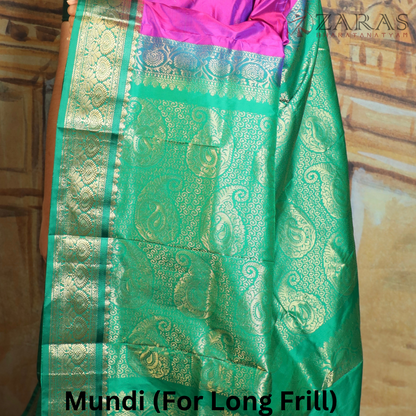 Dharmavaram Pure Pattu (Silk) Saree + Costume Stitching Readymade (Violet / Purple with Green)