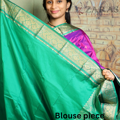 Dharmavaram Pure Pattu (Silk) Saree + Costume Stitching Readymade (Violet / Purple with Green)