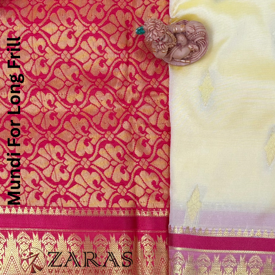 Art Silk Saree + Costume Stitching Readymade (L Yellow with Red)