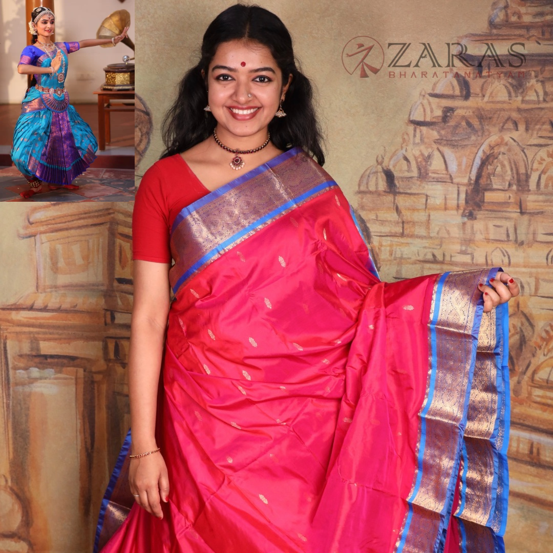 Dharmavaram Pure Pattu (Silk) Saree + Costume Stitching Readymade (Pink with L Blue)