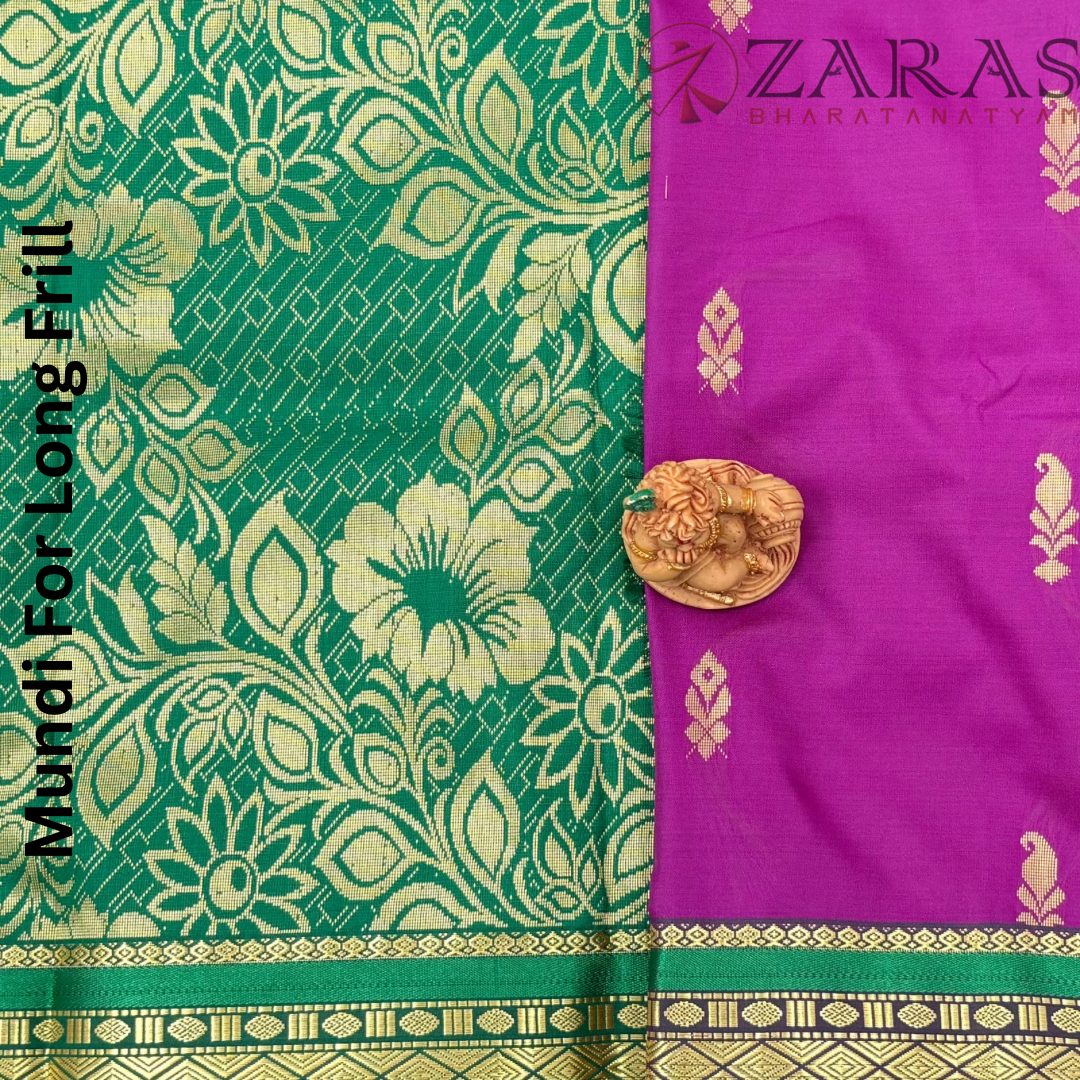 Art Silk Saree + Costume Stitching Readymade (Purple with Green)
