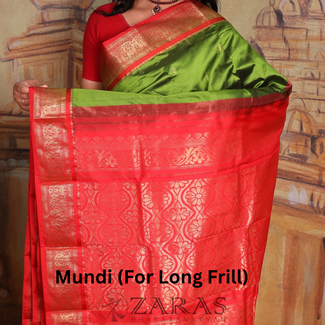 Dharmavaram Pure Pattu (Silk) Saree + Costume Stitching Readymade (Pasi Green with Red)