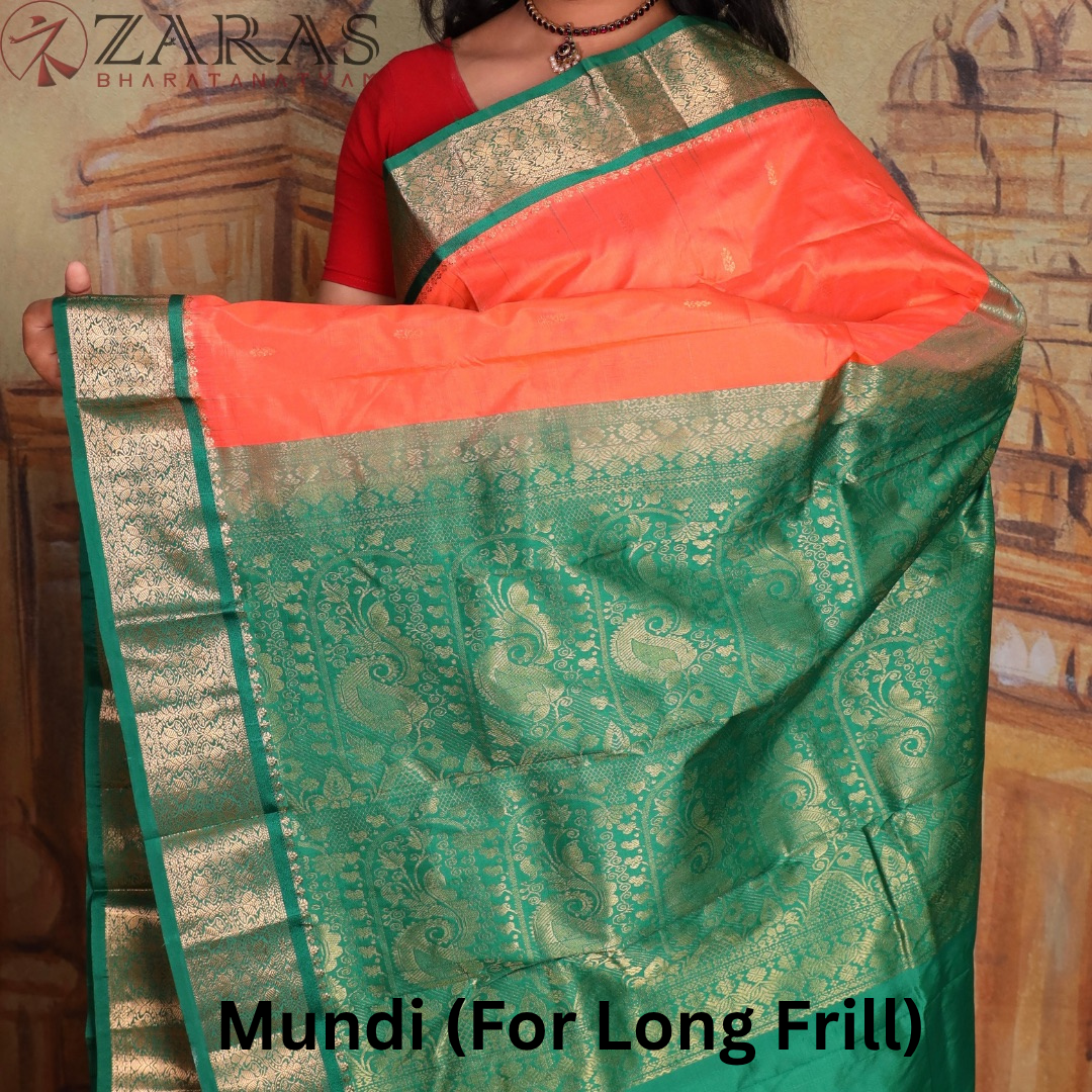 Dharmavaram Pure Pattu (Silk) Saree + Costume Stitching Readymade (Orange with Green)