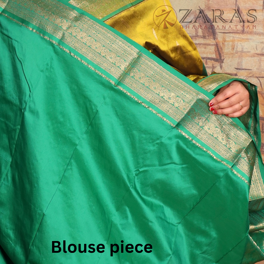 Dharmavaram Pure Pattu (Silk) Saree + Costume Stitching Readymade (Mehndi Green with Green)