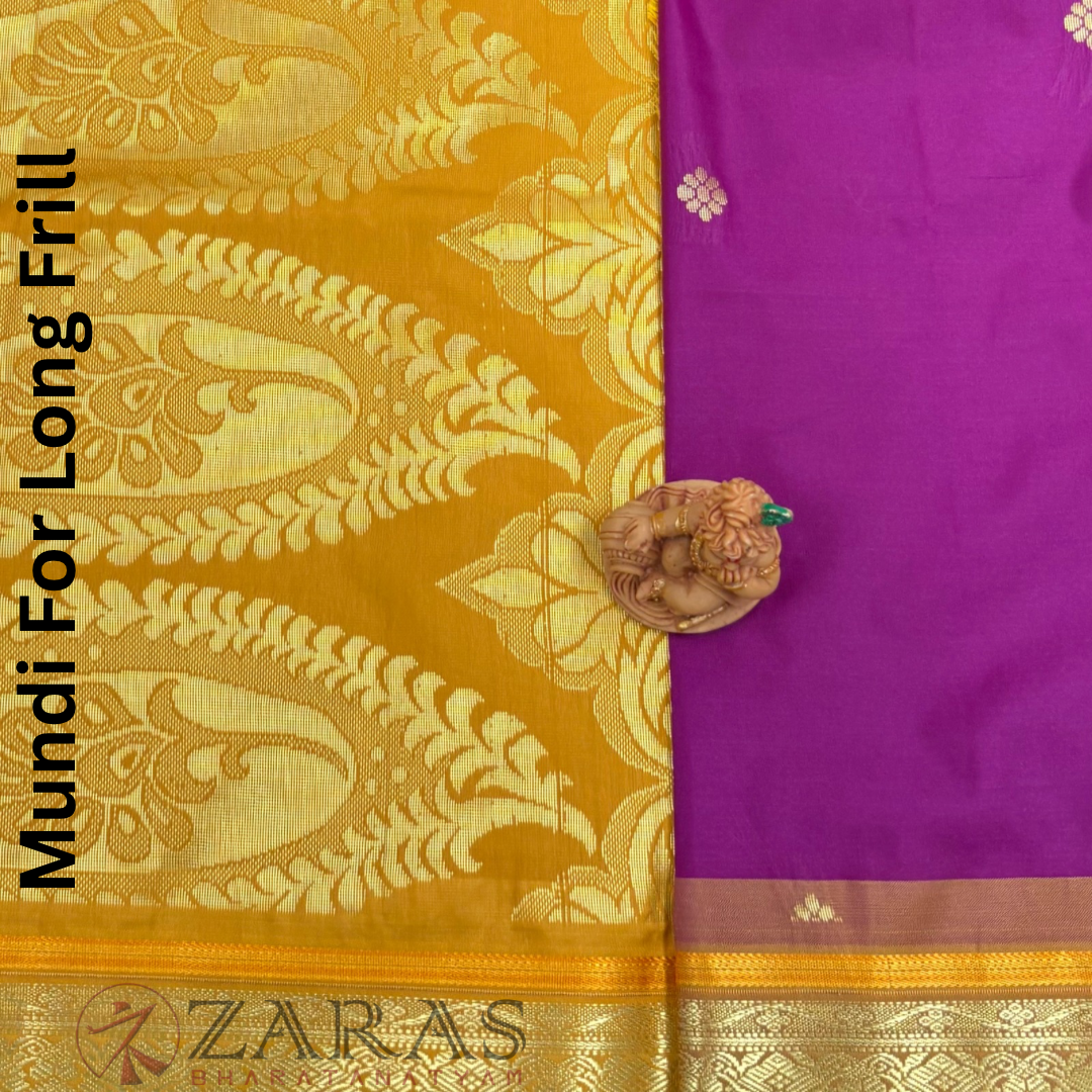 Art Silk Saree + Costume Stitching Readymade (Purple with M Yellow)