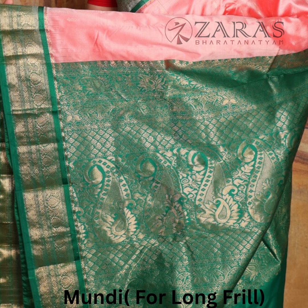 Dharmavaram Pure Pattu (Silk) Saree + Costume Stitching Readymade (L Peach Pink with Green)