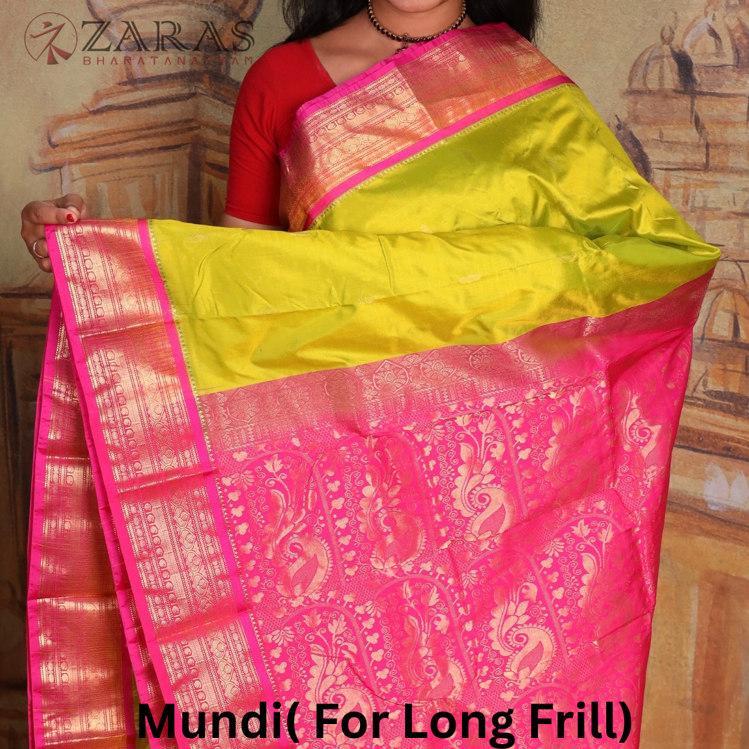 Dharmavaram Pure Pattu (Silk) Saree + Costume Stitching Readymade (Li Green with Pink)