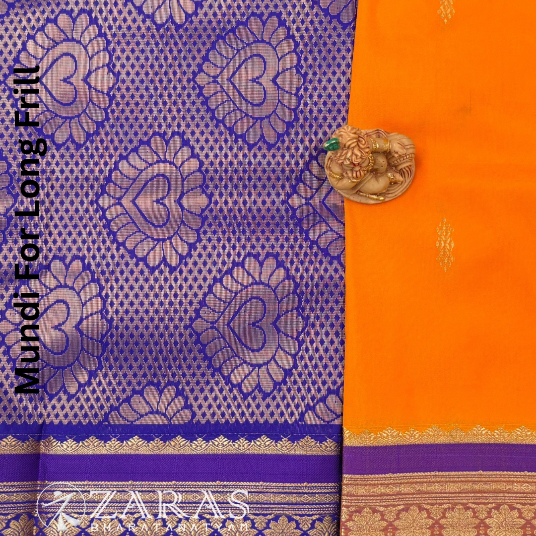Art Silk Saree + Costume Stitching Readymade (M Orange with Violet)