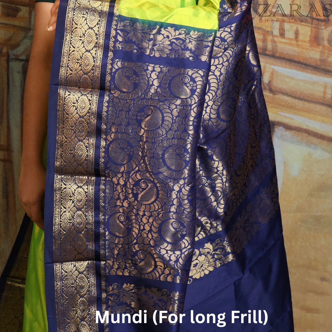 Dharmavaram Pure Pattu (Silk) Saree + Costume Stitching Readymade (Li Green with D Blue)