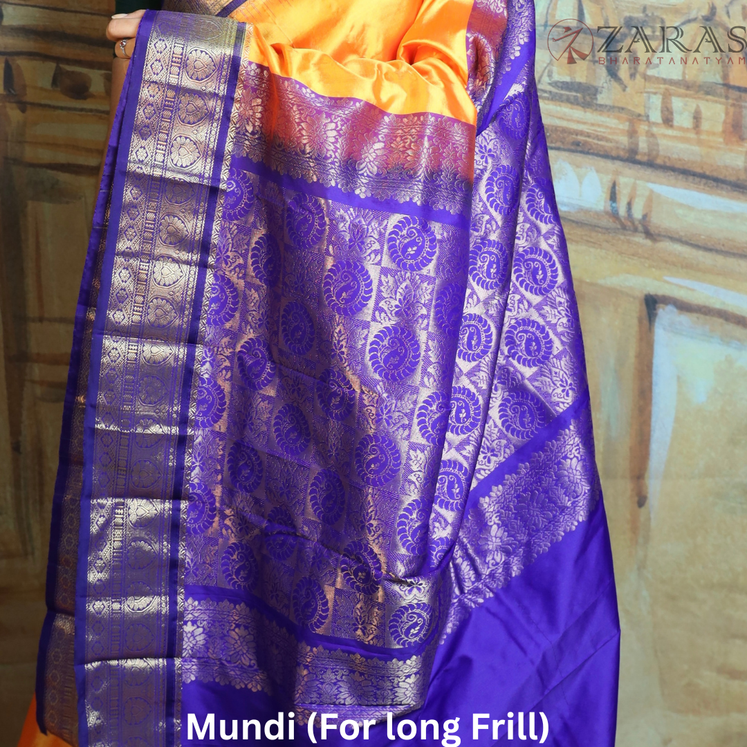 Dharmavaram Pure Pattu (Silk) Saree + Costume Stitching Readymade (M Yellow with V Blue)
