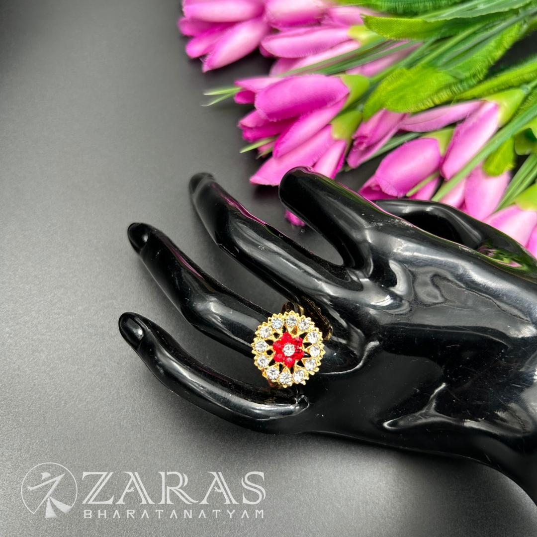 Bharatanatyam Dance Jewellery - Finger Ring WR Stone (Adjustable)