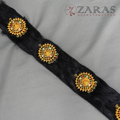 Bharatanatyam Dance Jewellery - Kemp Jada Set Round Be Pe with Hair Kunjalam