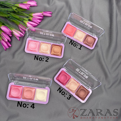 Bharatanatyam Dance Makeup Products - Highlighter Palette (Hilary Rhoda) (3 IN 1)