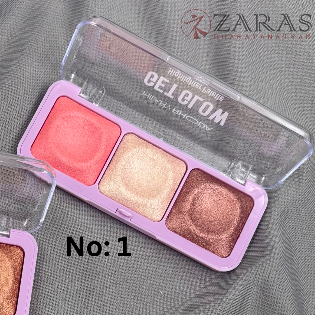 Bharatanatyam Dance Makeup Products - Highlighter Palette (Hilary Rhoda) (3 IN 1)