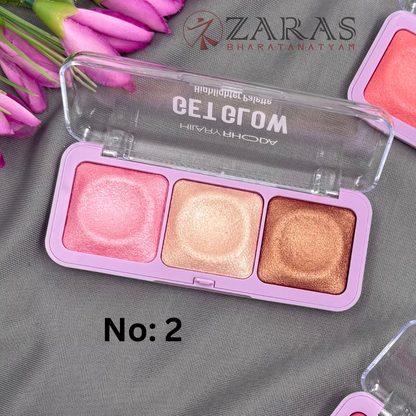 Bharatanatyam Dance Makeup Products - Highlighter Palette (Hilary Rhoda) (3 IN 1)