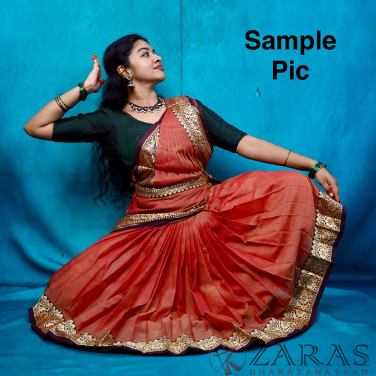 Ready-to-wear Dance Practice Sarees – Pre-Stitched (Set of 3 Pcs – Skirt, Pallu & Side Fan without Blouse) Flower