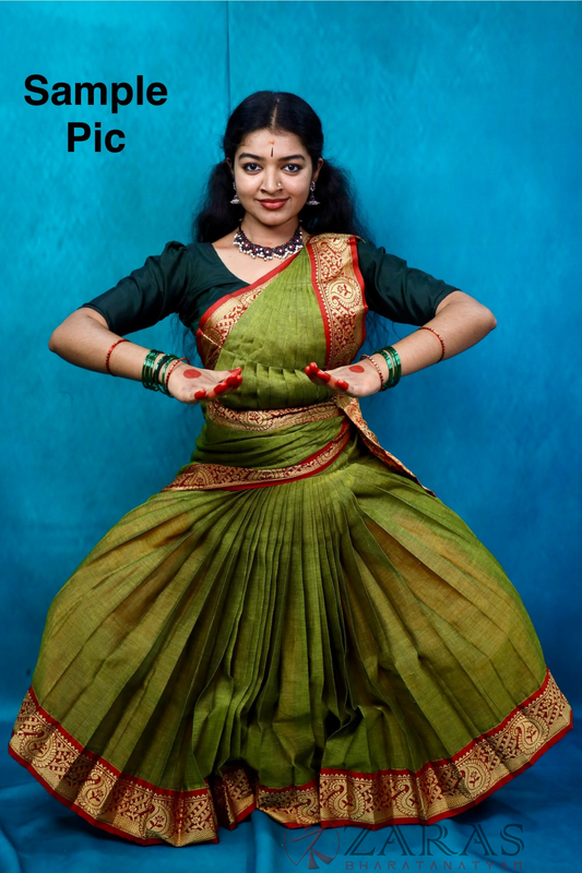 Ready-to-wear Dance Practice Sarees – Pre-Stitched (Set of 3 Pcs – Skirt, Pallu & Side Fan without Blouse) Manga