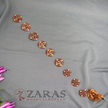 Bharatanatyam Dance Jewellery - Jada Billa RG Kemp (Set of 9 Pcs)