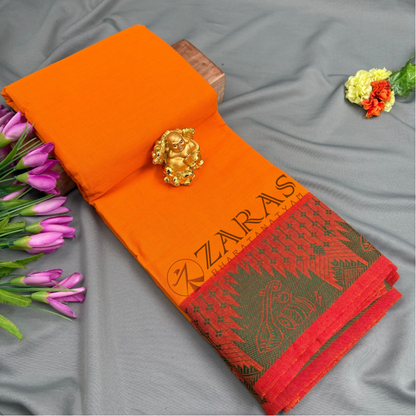 Bharatanatyam Dance Practice Saree - M Yellow with Green Veena Border