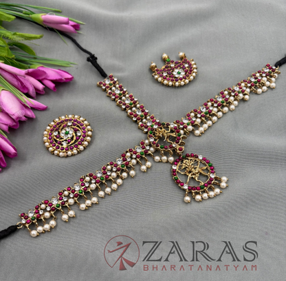 Bharatanatyam Dance Alankara Jewellery - Headset Nataraj & Lutes PG Kemp Beads CS