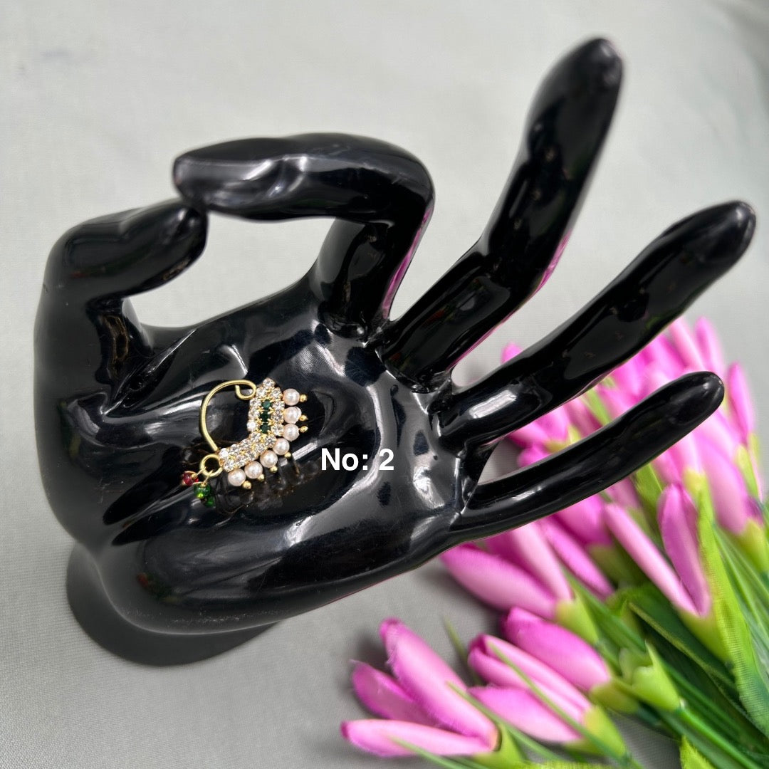 Bharatanatyam Dance Jewellery - Manga Nathu Multi Stone (Left Side)