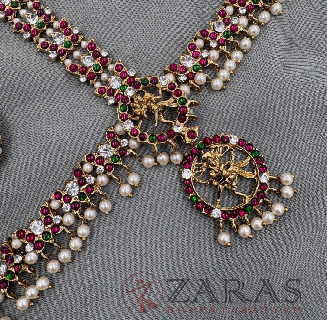 Bharatanatyam Dance Alankara Jewellery - Headset Nataraj & Lutes PG Kemp Beads CS