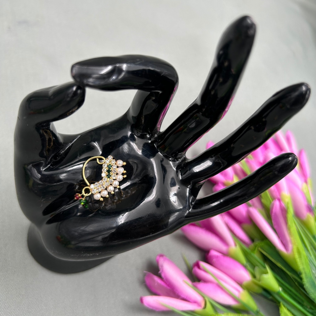 Bharatanatyam Dance Jewellery - Manga Nathu Multi Stone (Left Side)