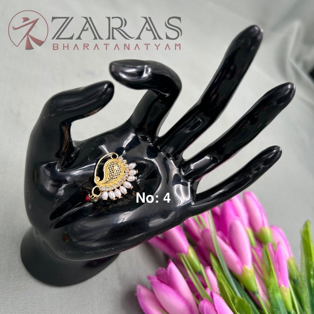 Bharatanatyam Dance Jewellery - Manga Nathu Multi Stone (Left Side)