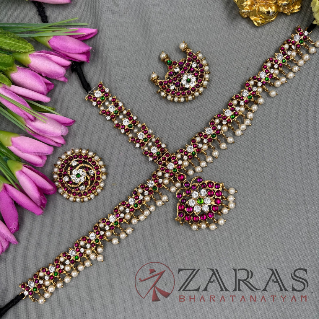 Bharatanatyam Dance Alankara Jewellery - Headset Lotus PG Kemp Beads CS