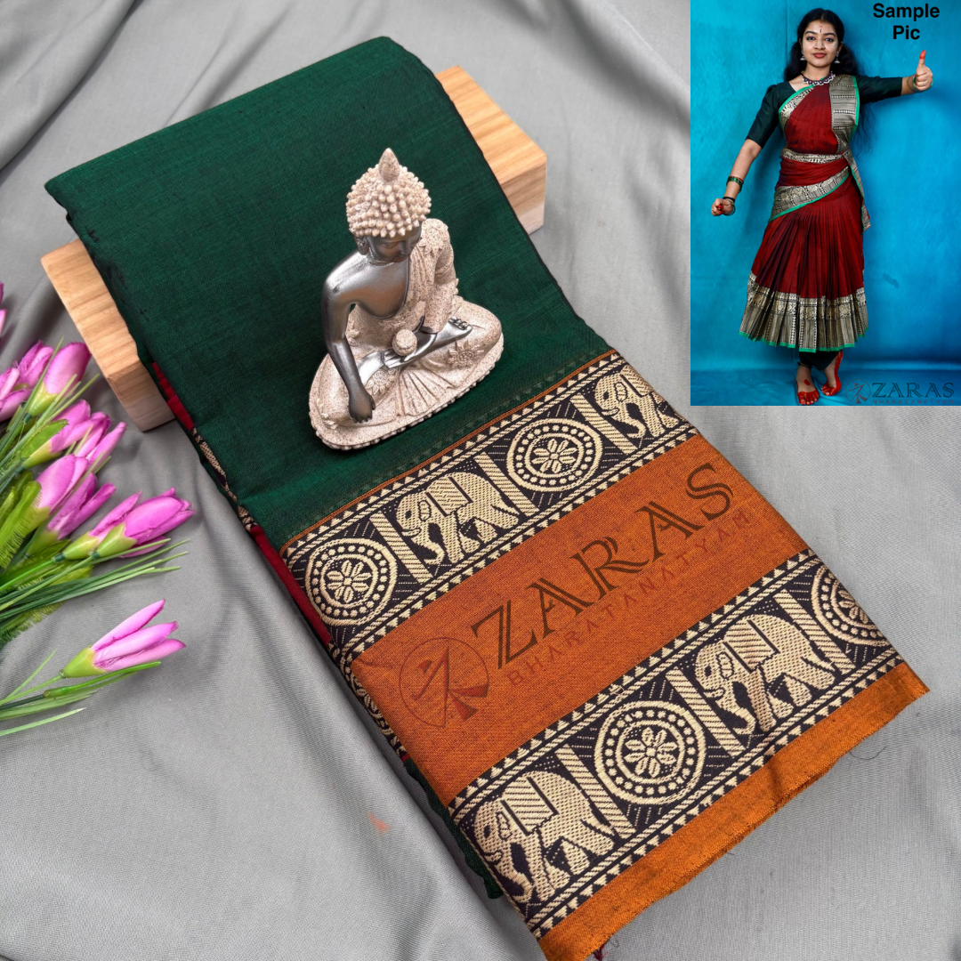 Ready-to-wear Dance Practice Sarees – Pre-Stitched (Set of 3 Pcs – Skirt, Pallu & Side Fan without Blouse) D Elephant