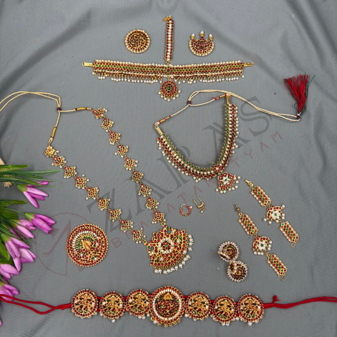 Bharatanatyam Dance Jewellery - Flower & Natraj Full Set RG Kemp CG