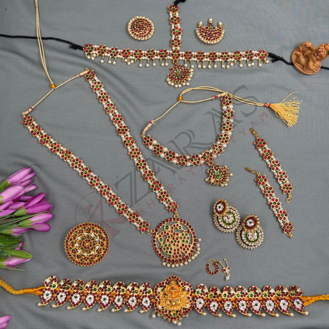 Bharatanatyam Dance Jewellery - Flower Full Set RG Kemp CS