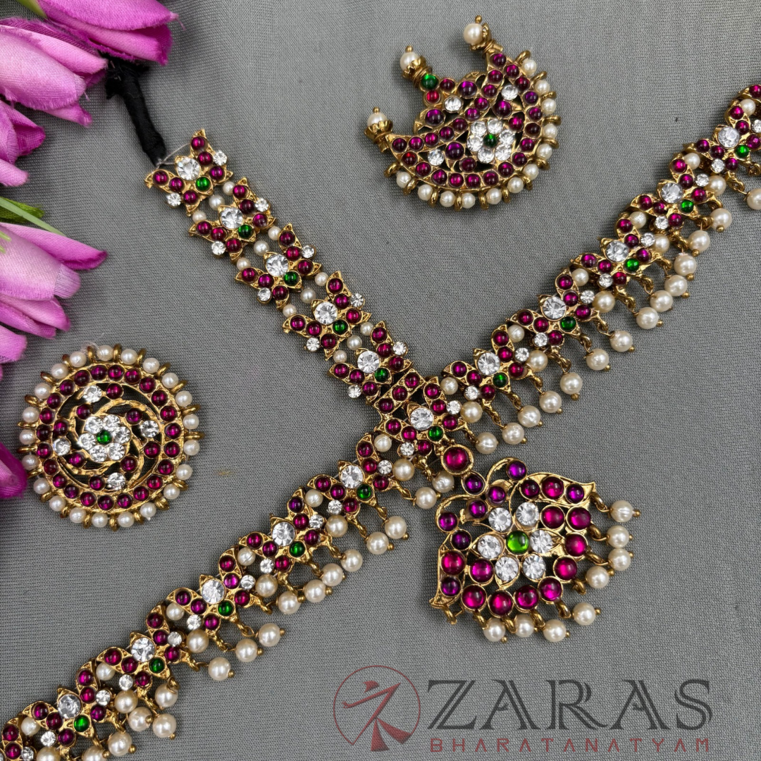 Bharatanatyam Dance Alankara Jewellery - Headset Lotus PG Kemp Beads CS