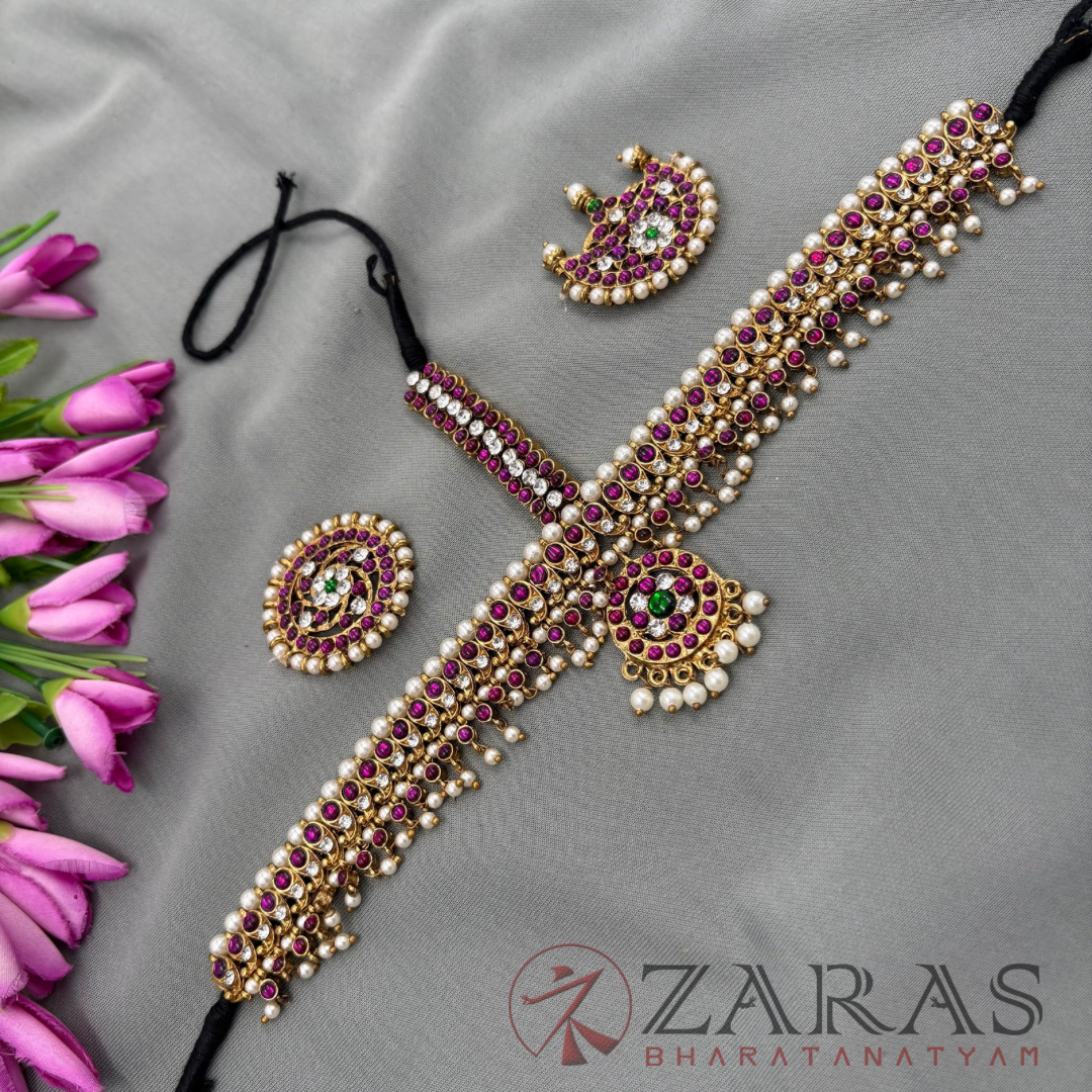 Bharatanatyam Dance Alankara Jewellery - Headset Manga PG Kemp Beads CS