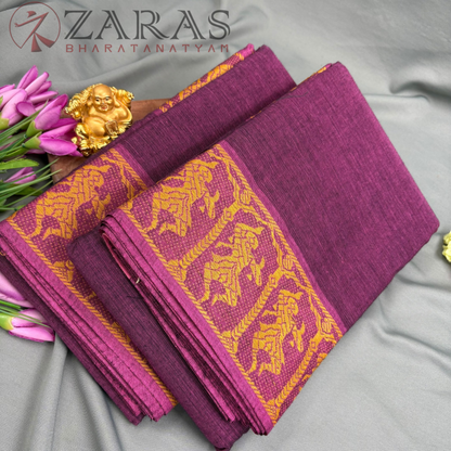 Bharatanatyam Dance Practice Saree - Purple with Gold Doll Border