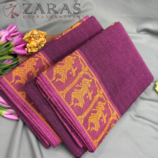 Bharatanatyam Dance Practice Saree - Purple with Gold Doll Border
