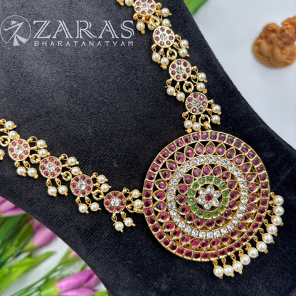 Bharatanatyam Dance Premium Jewellery - Round Flower PG Kemp CS Haaram / Long Chain Beads