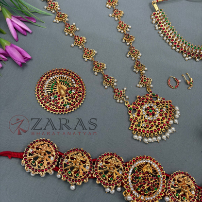 Bharatanatyam Dance Jewellery - Flower & Natraj Full Set RG Kemp CG