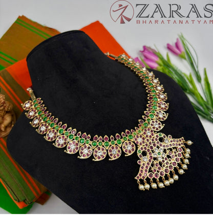 Bharatanatyam Dance Premium Jewellery - Manga Necklace PG Kemp Beads (3mm)