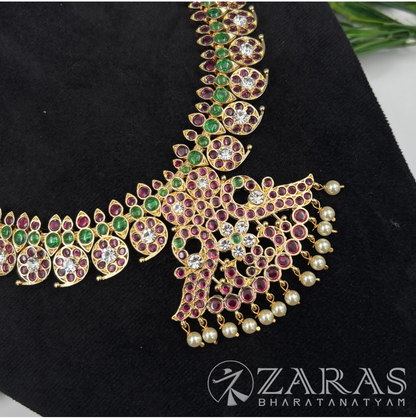 Bharatanatyam Dance Premium Jewellery - Manga Necklace PG Kemp Beads (3mm)